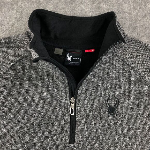 Spyder Womens 1/4 Zip Pulliover Medium Gray Black Sweater Long Sleeve Stretch - Picture 5 of 11